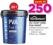 Homestead 20Ltr Fast Hide PVA Paint