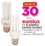 Eurolux 11W Energy Saving Globes-Each