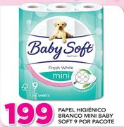 Papel Higienico Branco Mini baby Soft 9 por Pacote