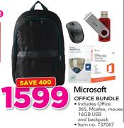 Microsoft Office Bundle Includes Office 365, McAfee, Mouse 16GB USB & Backpack