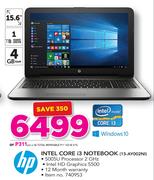 HP 15.6" Intel Core i3 Notebook 15-AY002NI