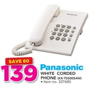 Panasonic White Corded Phone KX-TS500SAW