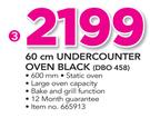 Defy 60cm Undercounter Oven Black DBO 458