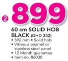 Defy 60cm Solid Hob Black DHD 332