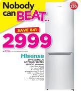 Hisense 299Ltr Metallic Bottom Freezer Fridge H299BME