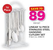 Linear 16 Piece Stainless Steel Hanging Cutlery Set-Per Set