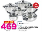 Mainstays 12 Piece Stainless Steel Cookware Set-Per Set