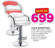 Lola Barstool H87-108 x W52 x D52cm-Each