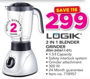 Logik 2 In 1 Blender Grinder RSH-245611-01