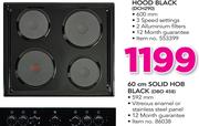 Defy 60Cm Solid Hob Black DBO458