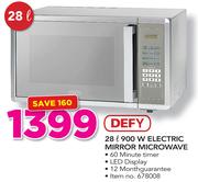 Defy 28Ltr 900W Electric Mirror Microwave