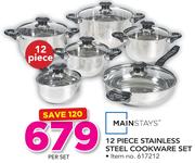 Mainstays 12 Piece Stainless Steel Cookware Set-Per Set