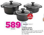 Mainstays 6 Piece Cast Iron Pot Set-Per Set