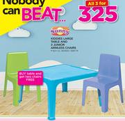 Sunny Kiddies Large Table And 2 Junior Armless Chairs