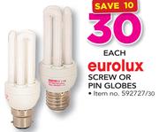 Eurolux Screw Or Pin Globes-Each