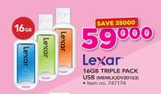 Lexar 16GB Triple Pack USB MEMLXJDV20163