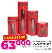 4 Piece Glass Canister Set-Per Set