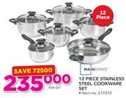 Mainstays 12 Piece Stainless Steel Cookware Set-Per Set