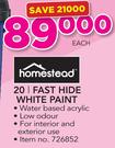 Homestead 20Ltr Fast Hide White Paint
