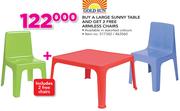 Gold Sun Large Sunny Table And 2 Free Armless Chairs