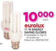 Eurolux 11W Energy Saving Globes-Each