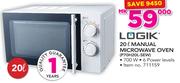 Logik 20Ltr Manual Microwave Oven P70H20L-SEW