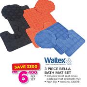 Waltex 3 Piece Bella Bath Mat Set-Per Set