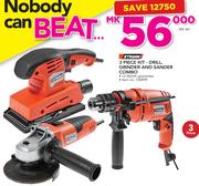 Stramm 3 Piece Kit Drill, Grinder And Sander Combo-Per Set