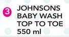 Johnsons Baby Wash Top To Toe-550ml