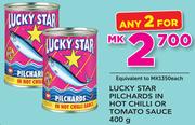 Lucky Star Pilchards In Hot Chilli Or Tomato Sauce-2x400g