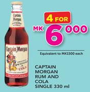 Captain Morgan Rum And Cola Single-4x330ml