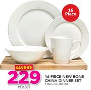 16 Piece New Bone China Dinner Set-Per Set