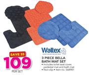 Waltex 3 Piece Bella Bath Mat Set-Per Set