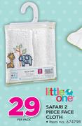 Little One Safari 2 Piece Face Cloth-Per Pack