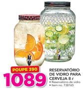 8Ltr Reservatorio de Vidro para Cerveja