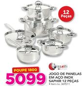 Tissolli Jogo De Panelas Em Aço Inox Saphir 12 Pecas