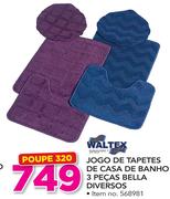 Waltex Jogo De Tapetes de Casa de Banho 3 Peças Bella Diversos