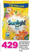 Detergente em po Para Lavagem a Mão 2 em 1 Sunlight-3Kg