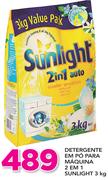 Detergente em po Para Maquina 2 em 1 Sunlight-3Kg