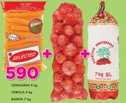 Cenouras 5Kg+ Cebola 5Kg+ Batata 7Kg
