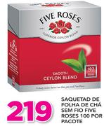 Saquetas De Folha De Chá Sem Fio Five Roses 100 Por Pacote