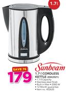 Sunbeam 1.7Ltr Cordless Kettle SSK2521