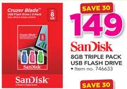 SanDisk 8GB Triple Pack USB Flash Drive