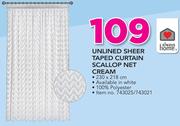 Always Home Unlined Sheer Taped Curtain Scallop Net Cream