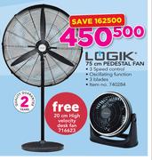 Logik 75cm Pedestal Fan Free 20cm High Velocity Desk Fan