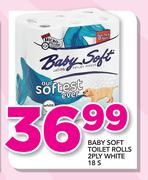 Baby Soft Toilet Rolls 2 Ply White-18's