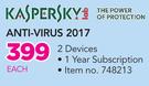 Kaspersky Anti Virus 2017 2 Devices-Each