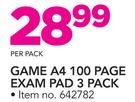 Game A4 100 Page Exam Pad 3 Pack-Per Pack