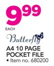 Butterfly A4 10 Page Pocket File