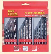 Tork Craft Drill Bit 3 Set Combo Wood Masonry HSS-Per 2 Combo